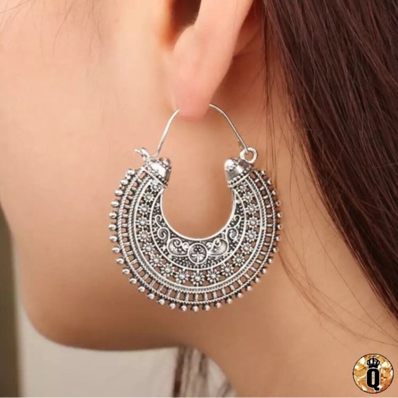 New! Bohemian Silver Drop Earrings - Picture 2 of 14